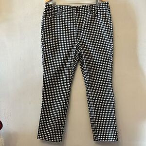Talbots black white checkered corduroy straight leg pants Size 16P EUC